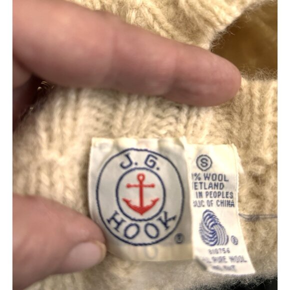 Vintage JG Hook Sweater Vest Cable Knit Cream Wool Hand Knit Shetland Fisherman - Picture 6 of 8